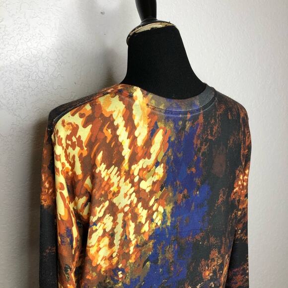 Soft Surroundings blue black gold watercolor knit tunic top size Large - Picture 9 of 11